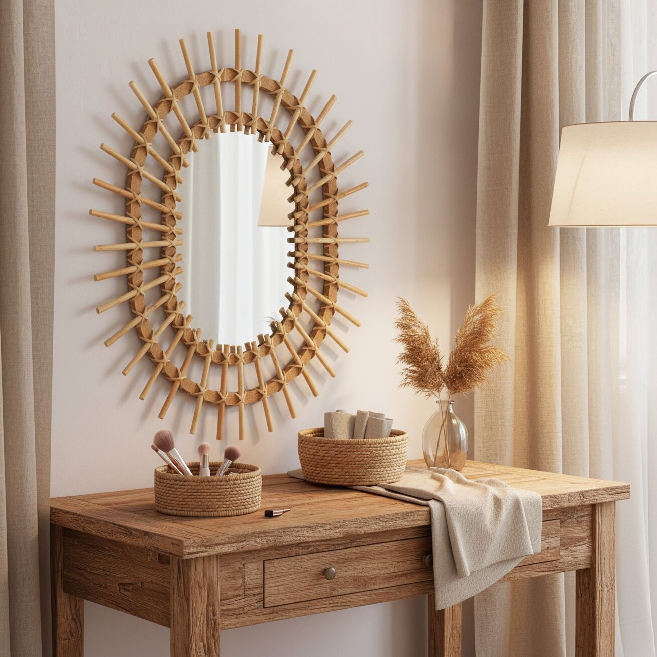 Boho sieninis veidrodis 57CM QDJ5749 1