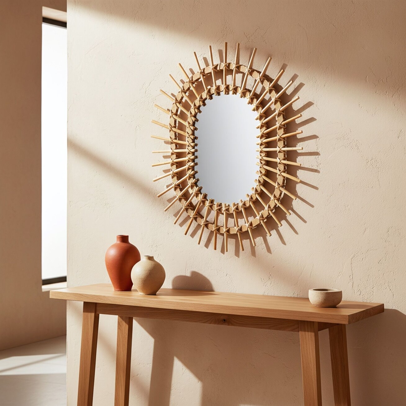 Boho sieninis veidrodis 57CM QDJ5749 5