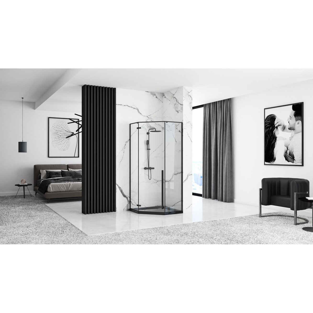 Dušo kabina DIAMOND BLACK MAT 90x90 13 Dušo kabina DIAMOND BLACK MAT 90x90 13