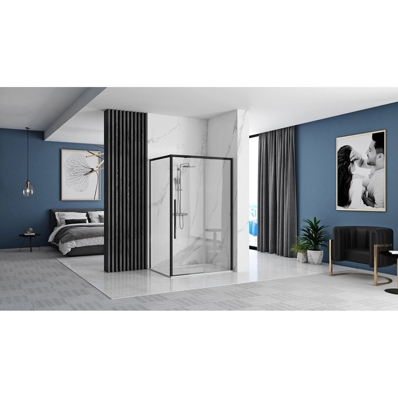 Dušo kabina Solar 90x90 Black MAT 9