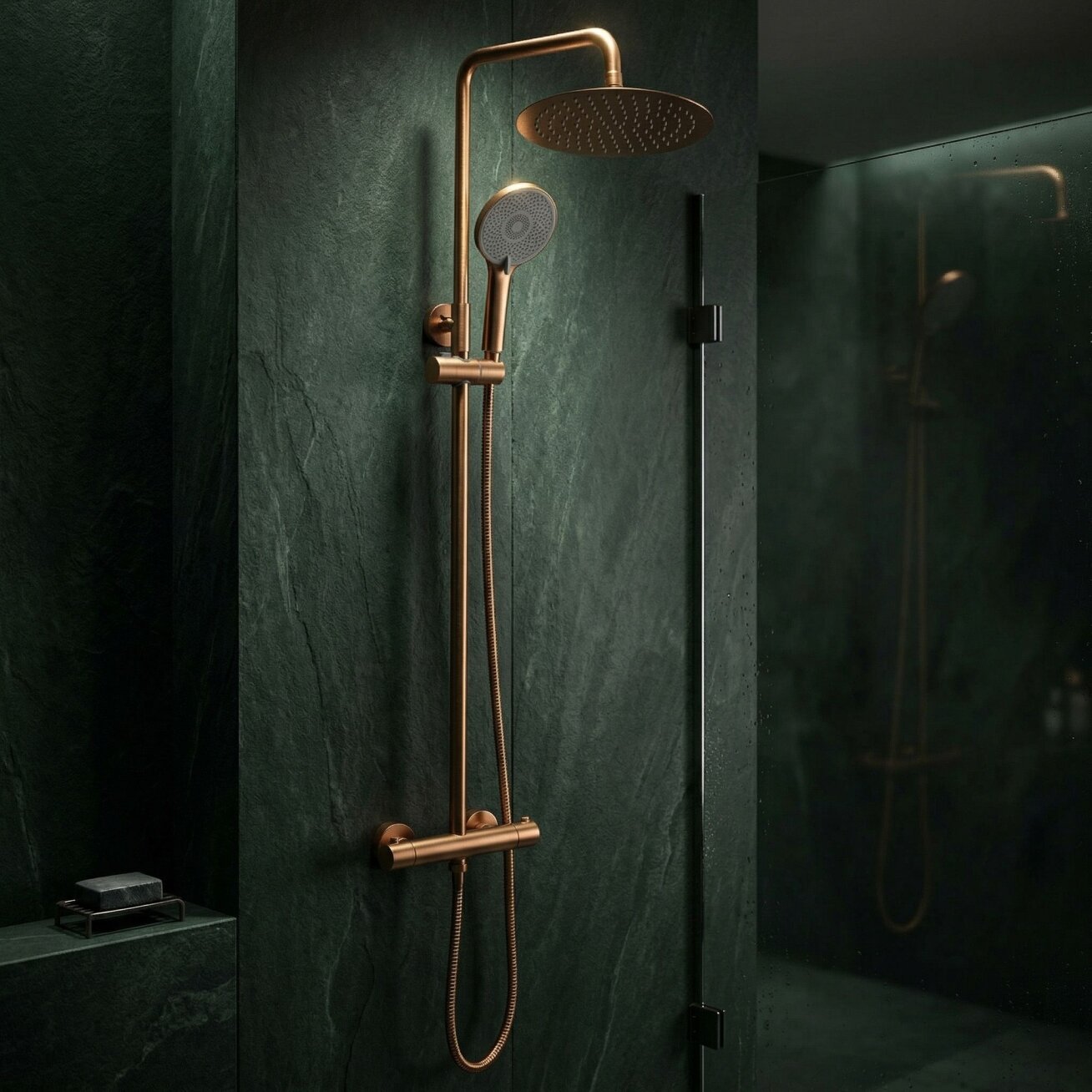 Dušo komplektas be čiaupo su termostatu Lungo Copper Brush 4 Dušo komplektas be čiaupo su termostatu Lungo Copper Brush 4