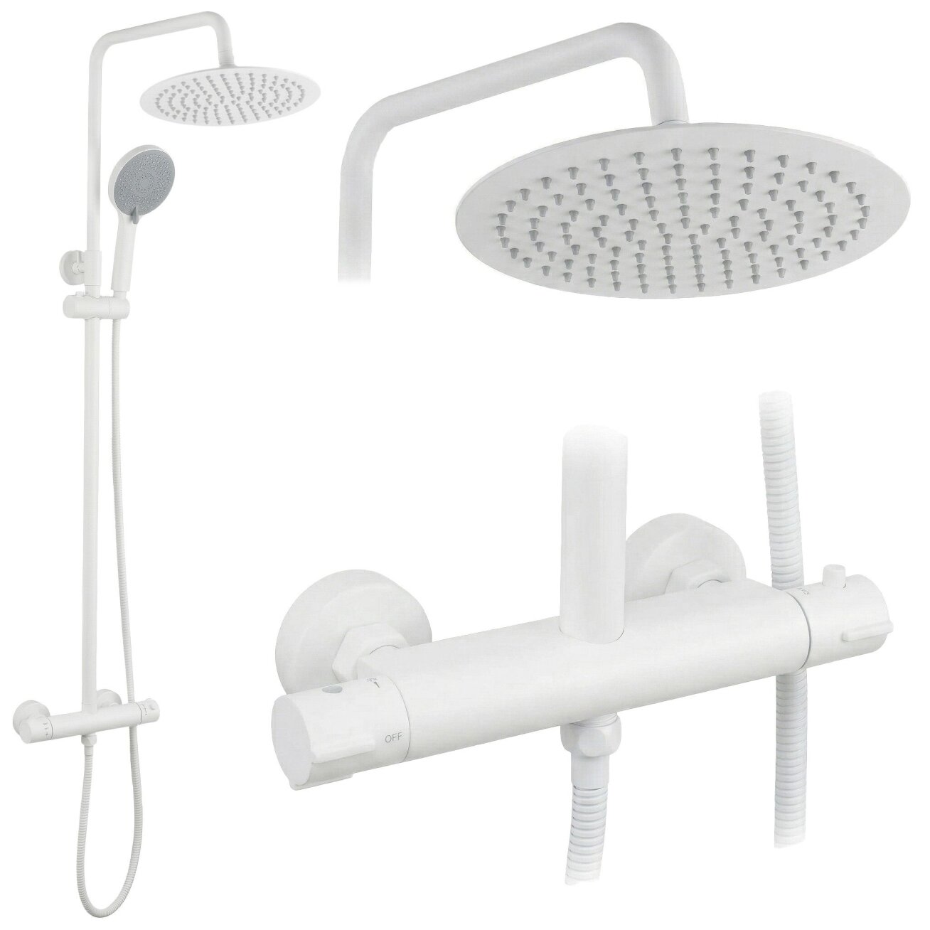 Dušo komplektas be čiaupo su termostatu Lungo White 9 Dušo komplektas be čiaupo su termostatu Lungo White 9