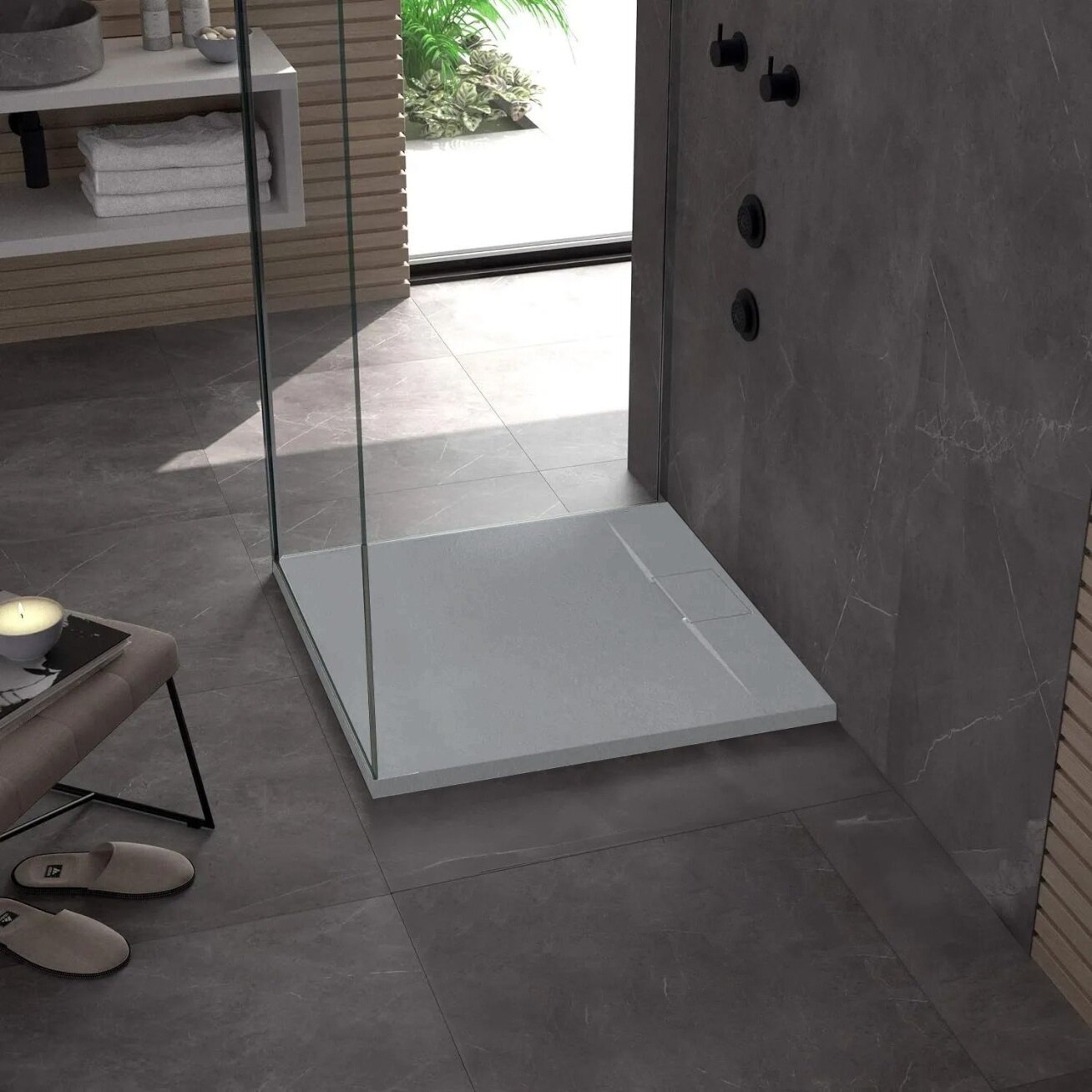 Dušo padėklas Bazalt Grey 90x90 2