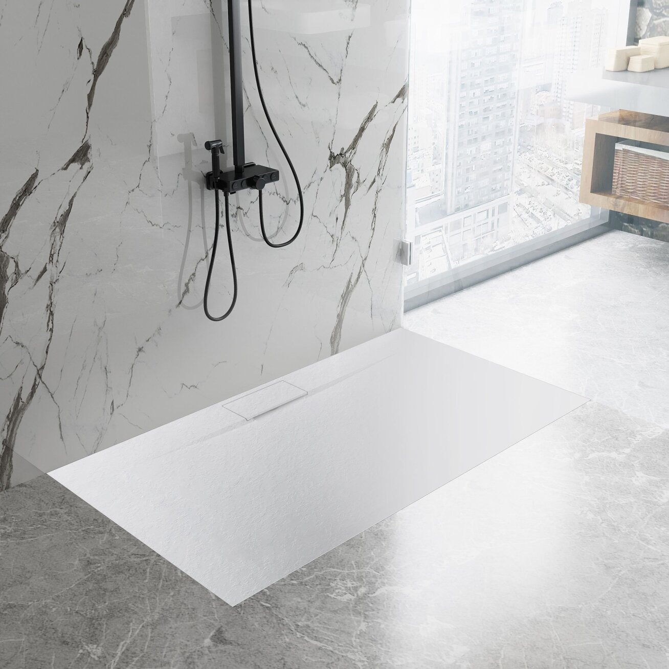 Dušo padėklas Bazalt Long White 90x120 2 Dušo padėklas Bazalt Long White 90x120 2