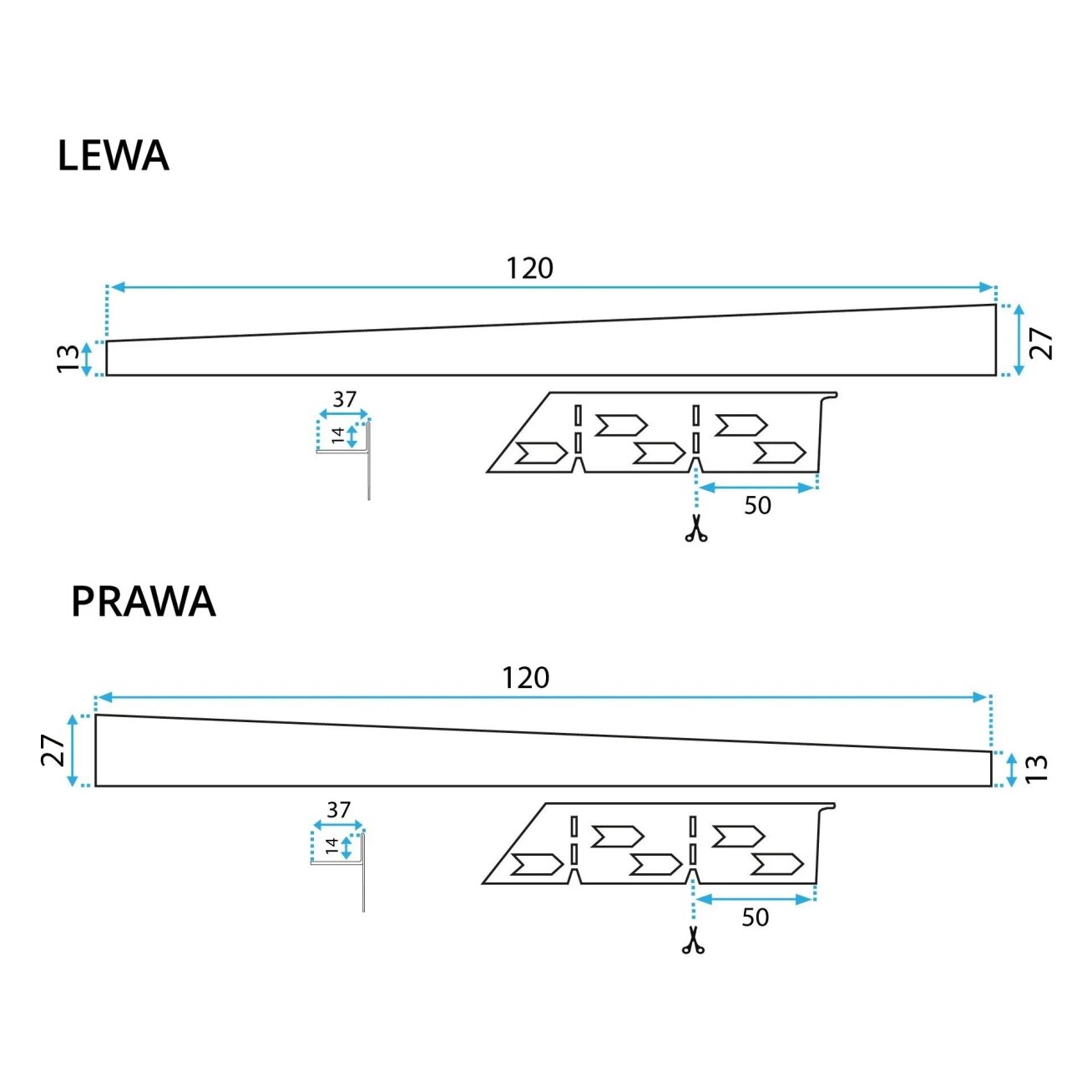Dušo padėklo nuolydis 120cm juodas 9