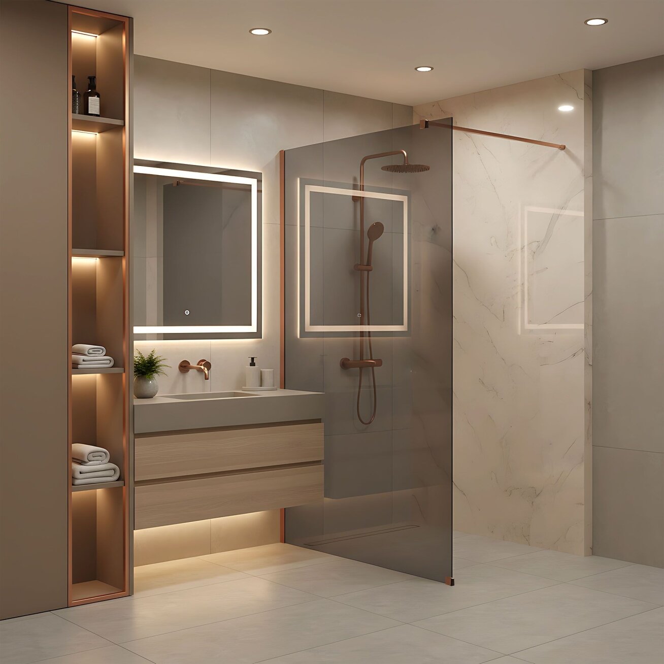 Dušo siena Flexi Grey / Brush Copper 100 4 Dušo siena Flexi Grey / Brush Copper 100 4
