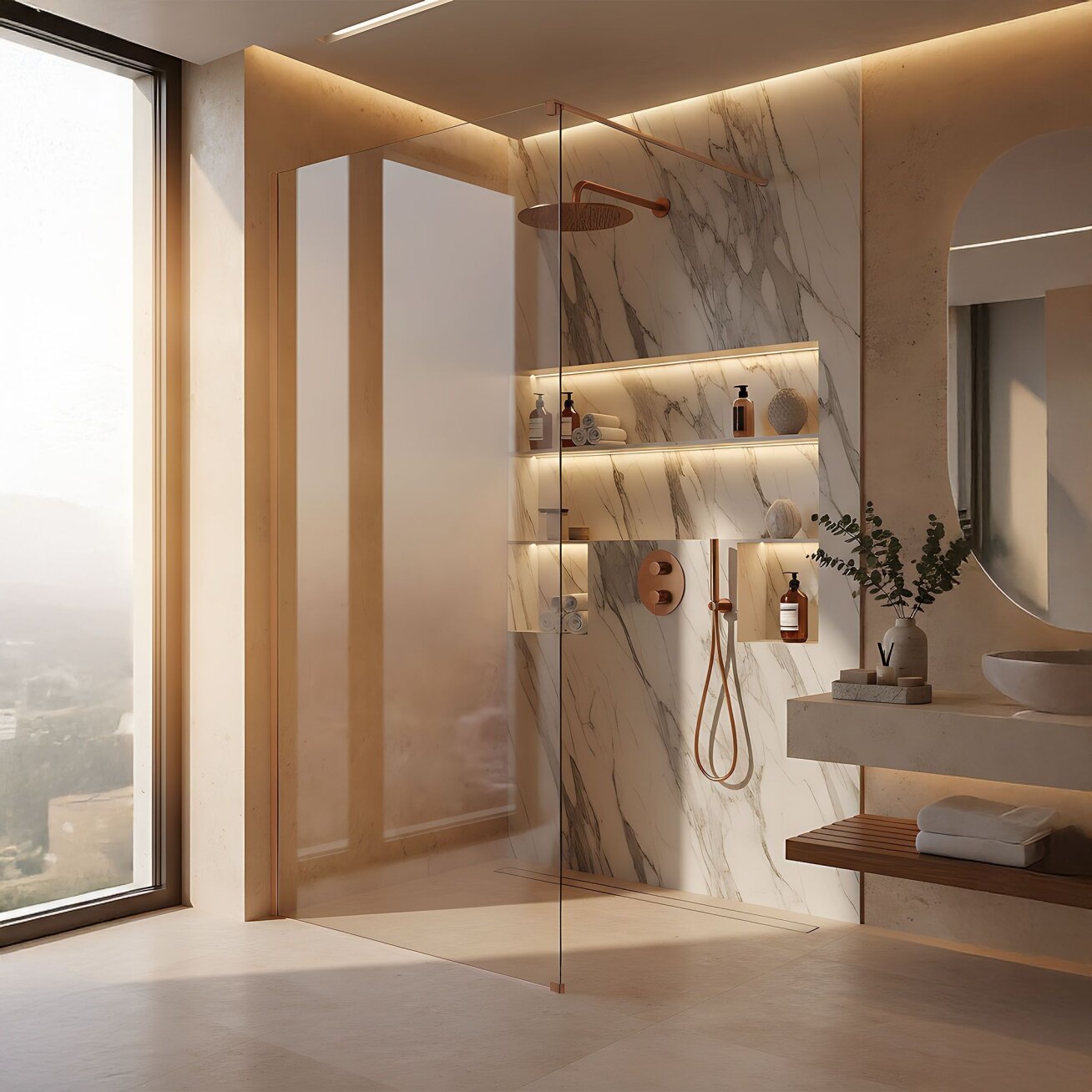 Dušo siena Flexi Transparent / Brush Copper 110 1
