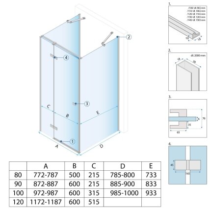 Dušo kabina Atlas 80x100 Chrome 7