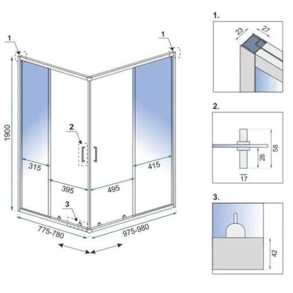 Dušo kabina City 80x100 Nickel Brush 8