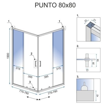 Dušo kabina Punto 80x80 5 Dušo kabina Punto 80x80 5