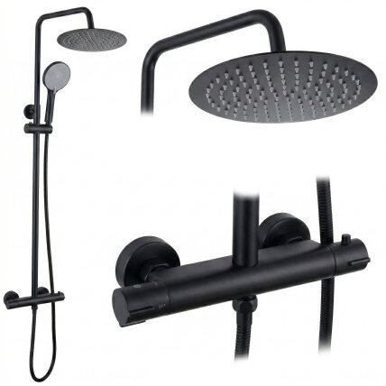 Dušo komplektas be čiaupo su termostatu Lungo Black 9 Dušo komplektas be čiaupo su termostatu Lungo Black 9
