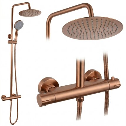 Dušo komplektas be čiaupo su termostatu Lungo Copper Brush