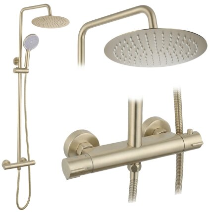 Dušo komplektas be čiaupo su termostatu Lungo Gold Brush Dušo komplektas be čiaupo su termostatu Lungo Gold Brush