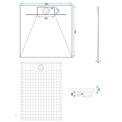 Dušo padėklas Bazalt Grey 90x90 8
