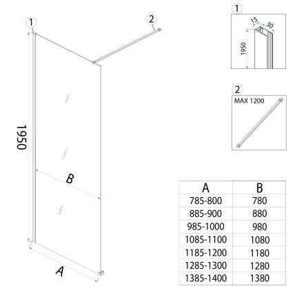Dušo siena Flexi Grey / Titan 130 6 Dušo siena Flexi Grey / Titan 130 6