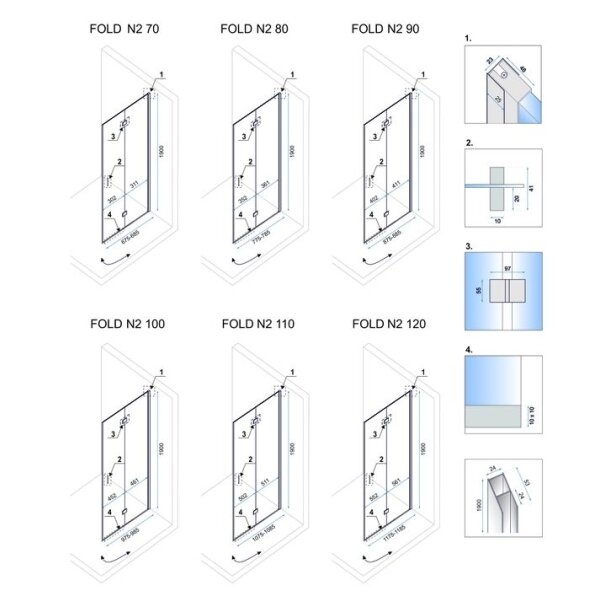 Dušo kabina sulankstomas Fold N2 Modular 6
