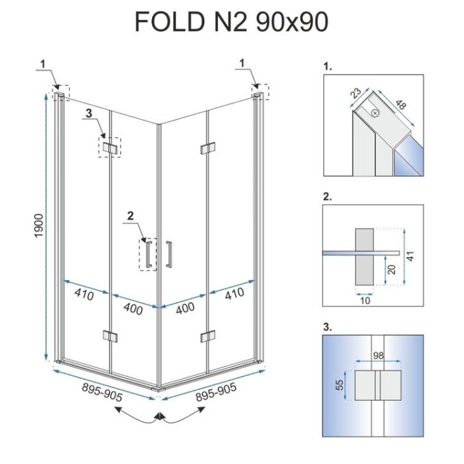 Dušo kabina sulankstoma Fold N2 9 Dušo kabina sulankstoma Fold N2 9
