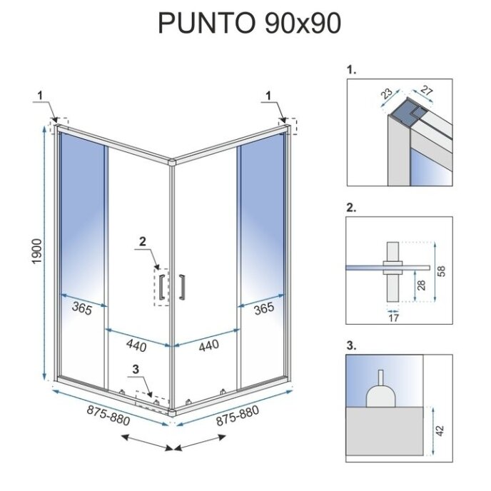 Dušo kabina Punto 90x90 5
