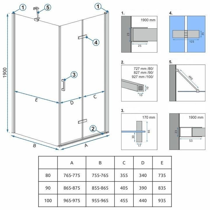 Dušo kabina Molier Chrom 90x90 5 Dušo kabina Molier Chrom 90x90 5