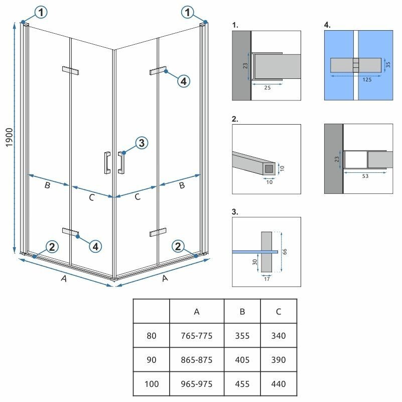 Dušo kabina Molier Chrome Double 80x80 3 Dušo kabina Molier Chrome Double 80x80 3
