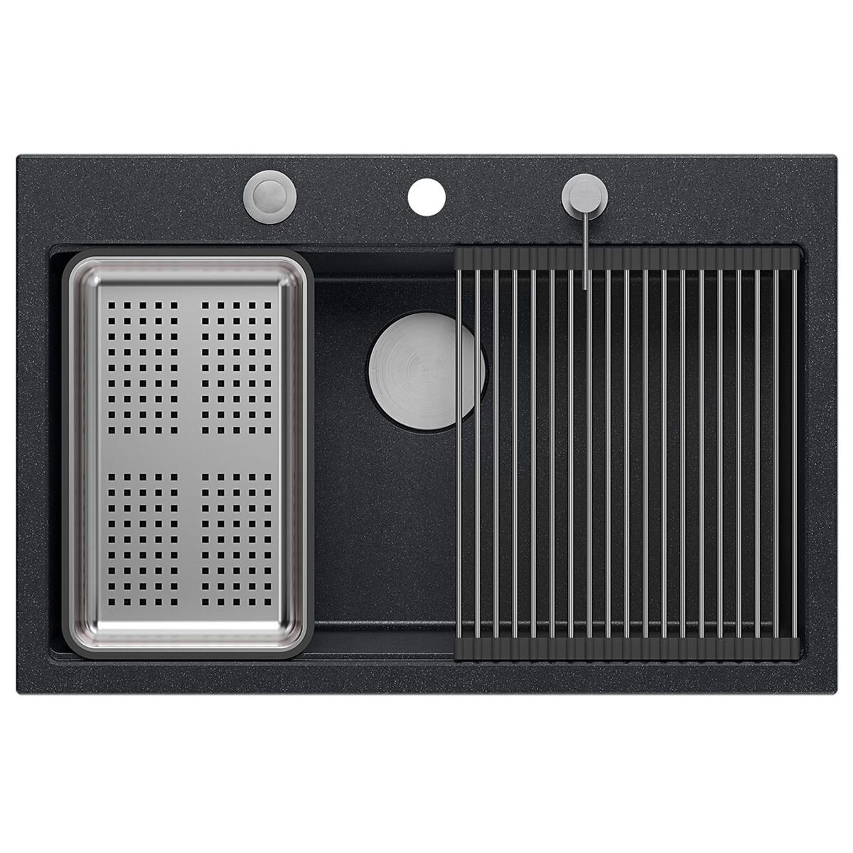 granito kriauklė MARC 110 WORKSTATION Black Metallic 3