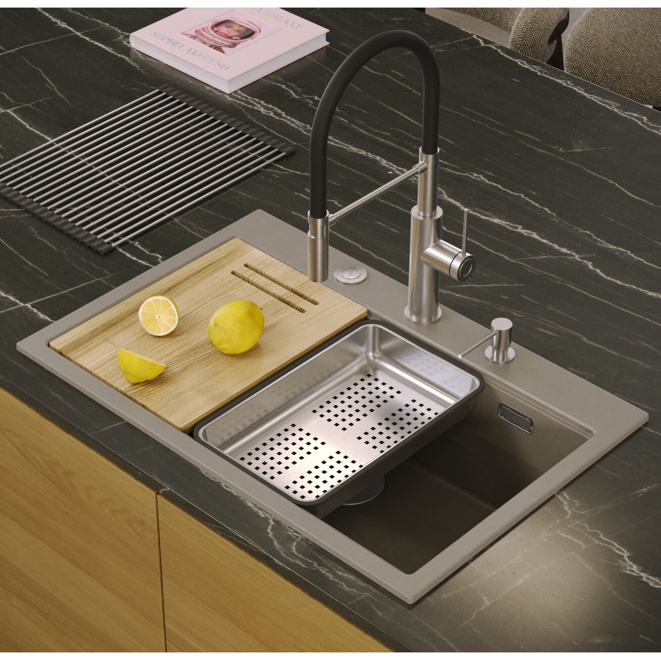 granito kriauklė MARC 110 WORKSTATION Beige 7