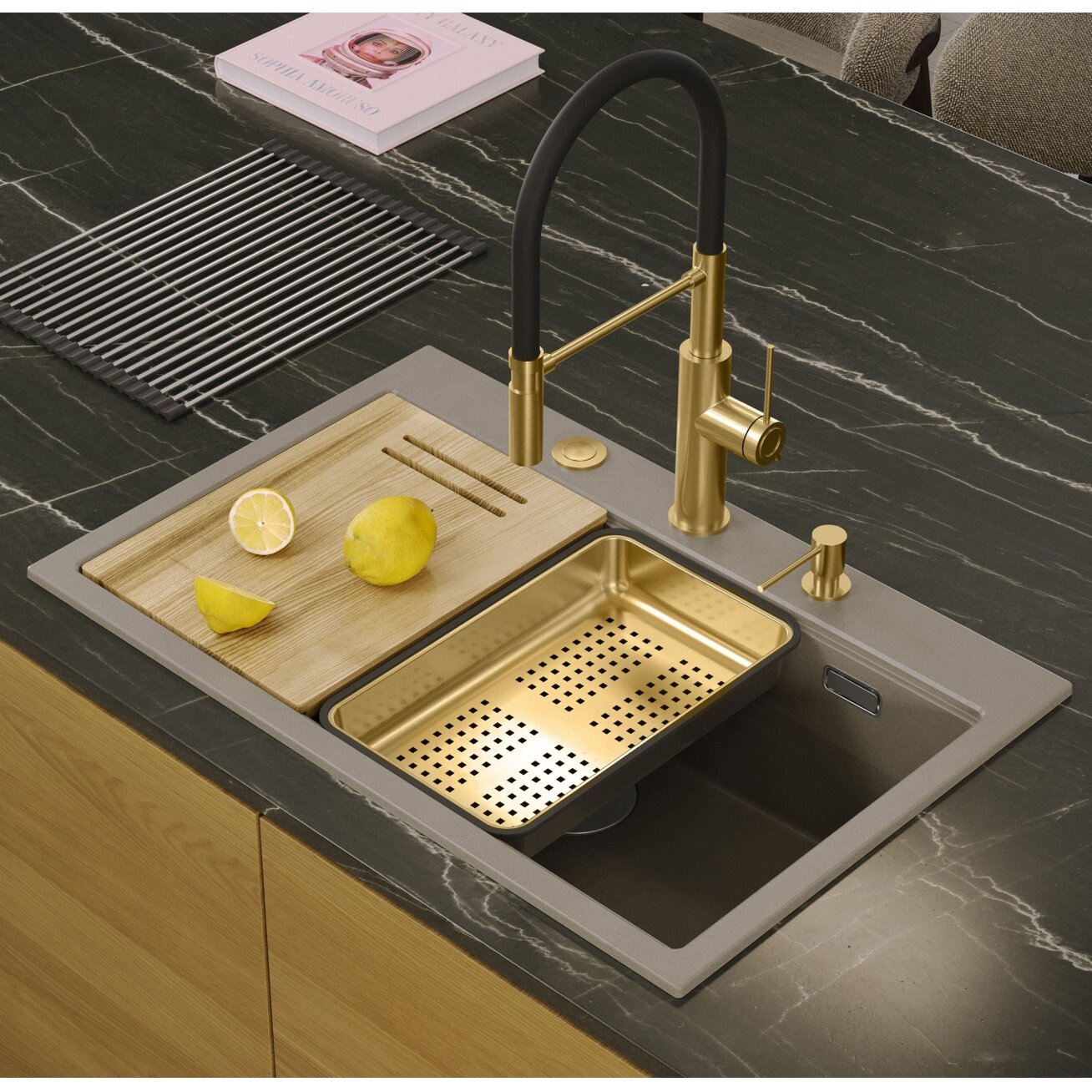 granito kriauklė MARC 110 WORKSTATION Beige 8