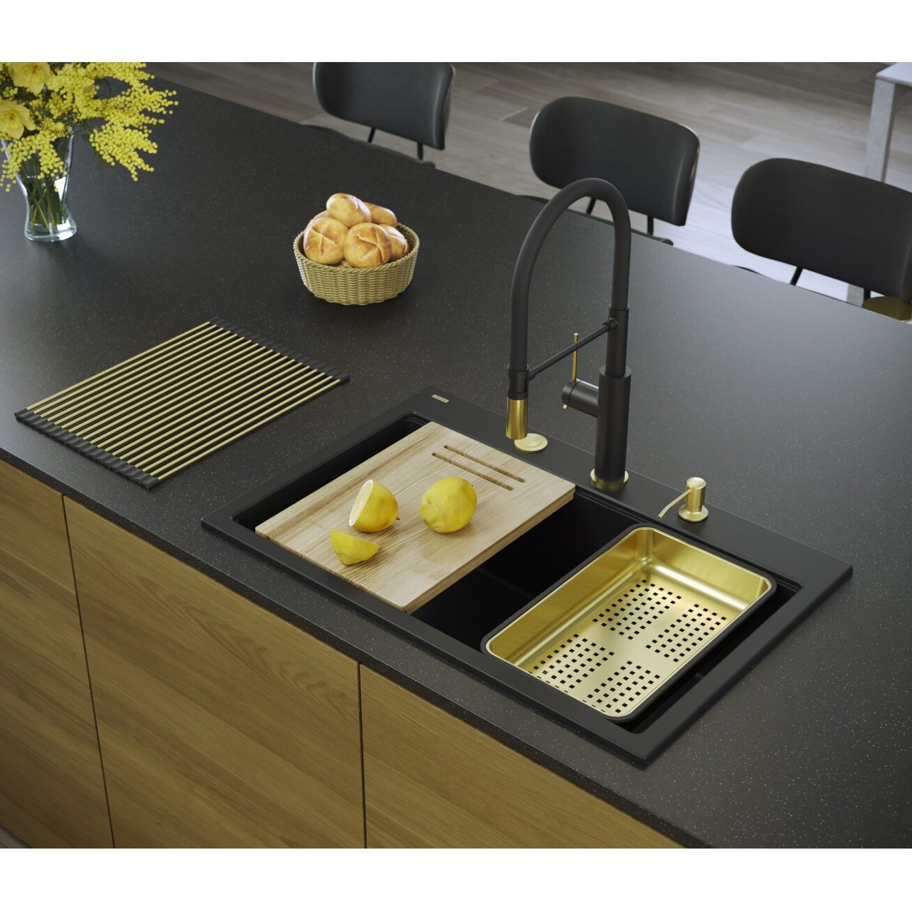 granito kriauklė MARC 110 WORKSTATION Black 8