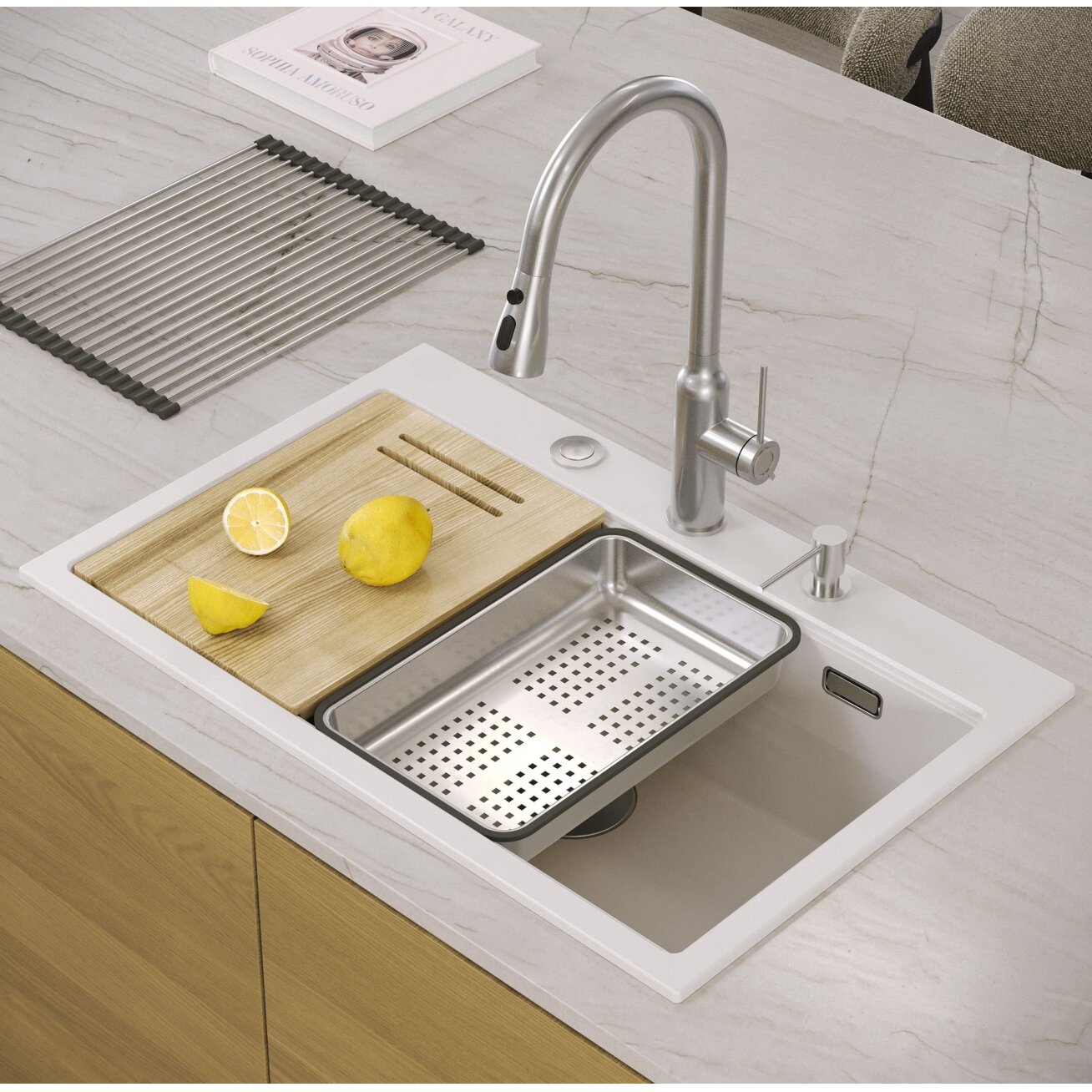 granito kriauklė MARC 110 WORKSTATION White 8 granito kriauklė MARC 110 WORKSTATION White 8