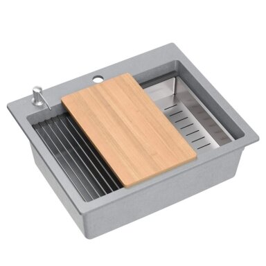 granito kriauklė KURT 110 WORKSTATION Grey Metallic