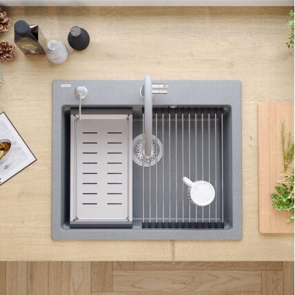 granito kriauklė KURT 110 WORKSTATION Grey Metallic 6