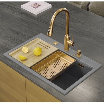 granito kriauklė MARC 110 WORKSTATION Grey Metallic 8