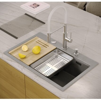 granito kriauklė MARC 110 WORKSTATION Grey Metallic 7