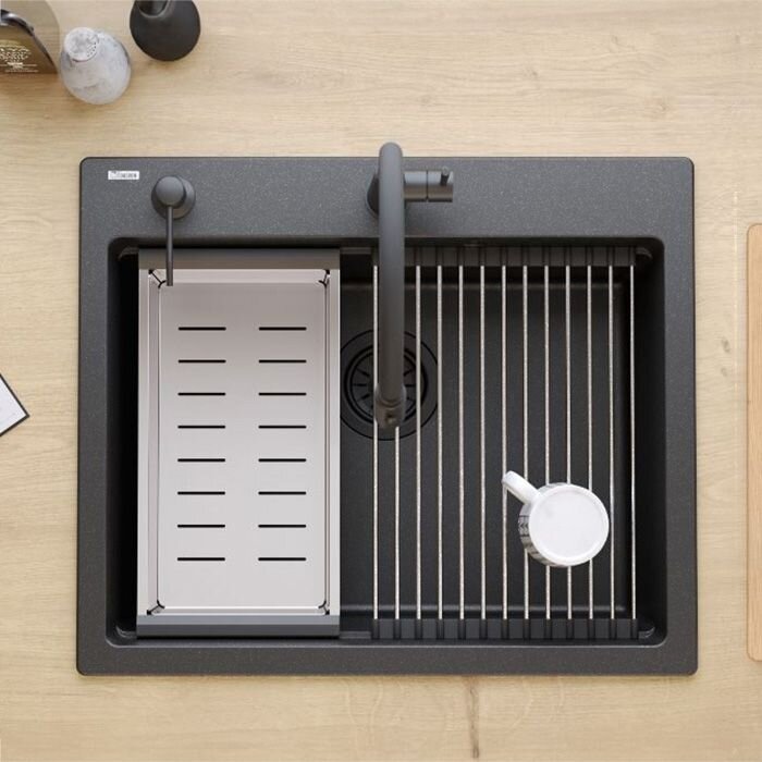 granito kriauklė KURT 110 WORKSTATION Black Dotted 7
