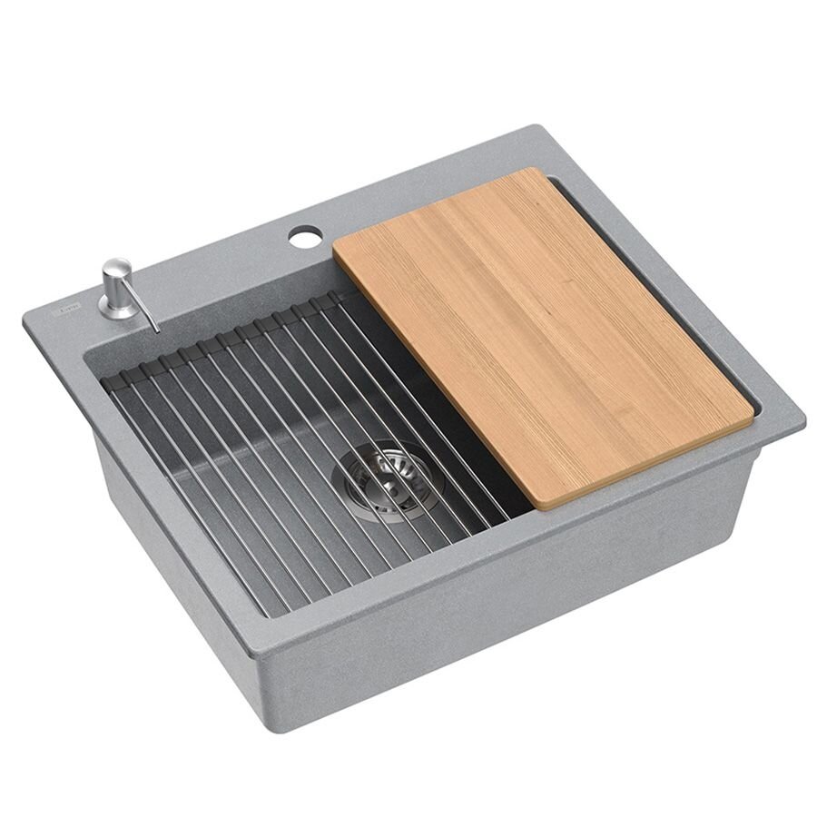 granito kriauklė KURT 110 WORKSTATION Grey Metallic 3