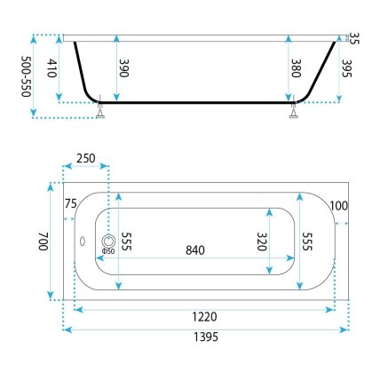 Įmontuojama akrilinė vonia Prima 140 11