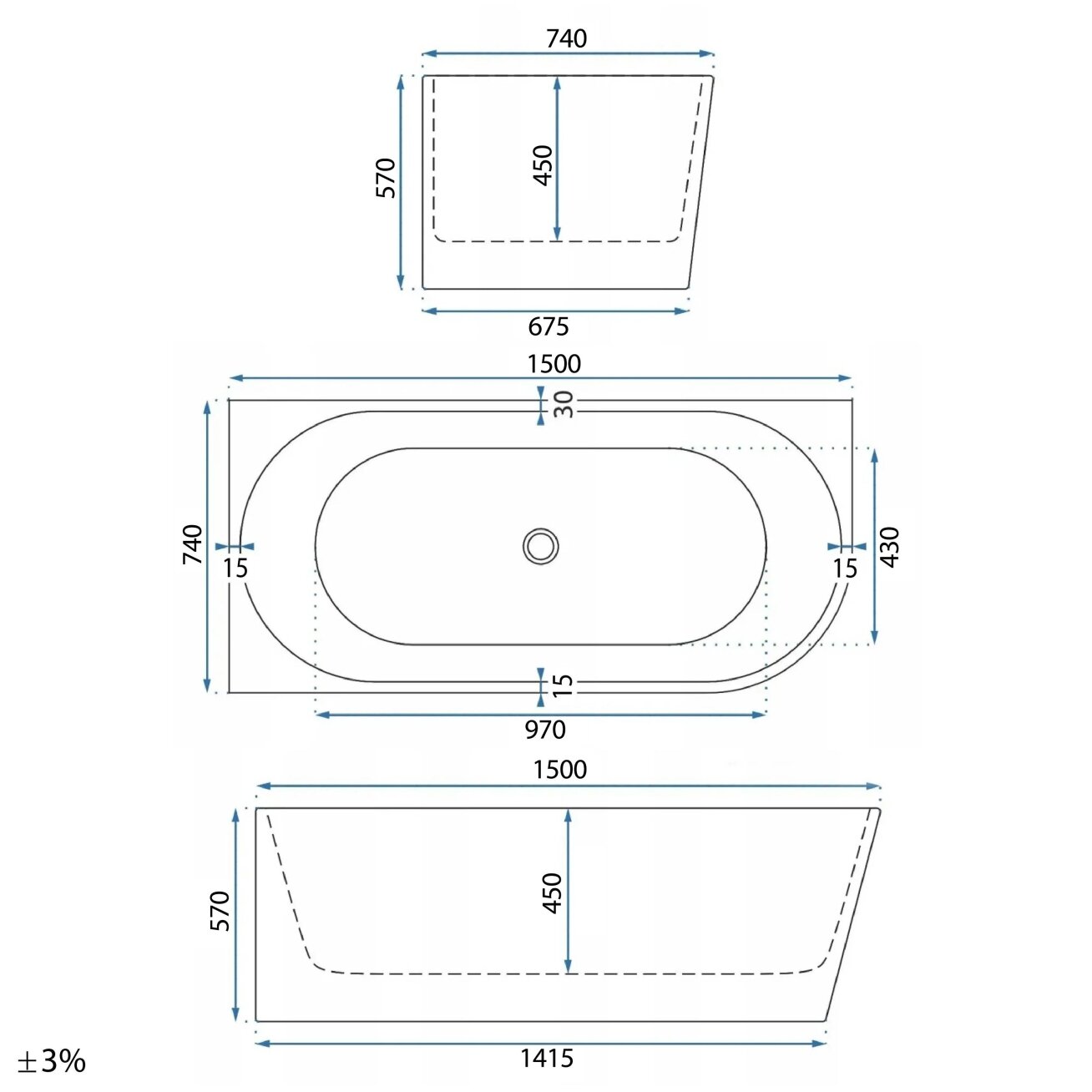 Kampinė akrilo vonia Bellanto Slim 150 Left 12