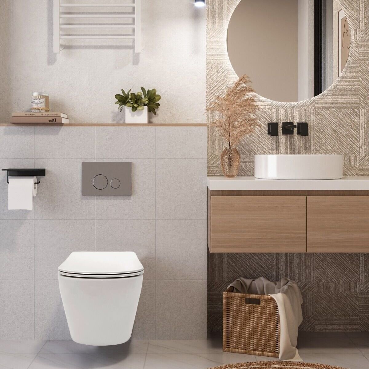Klozetas WC Carlo Flat Mini Rimless + Bide Carlio Mini 8 Klozetas WC Carlo Flat Mini Rimless + Bide Carlio Mini 8