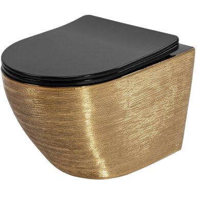 Klozetas pakabinamas Carlo Mini Tornado Black Brush Gold
