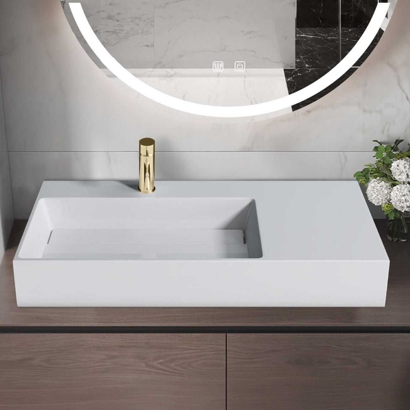 Konglomerato praustuvas Archi 75 CM White 4 Konglomerato praustuvas Archi 75 CM White 4