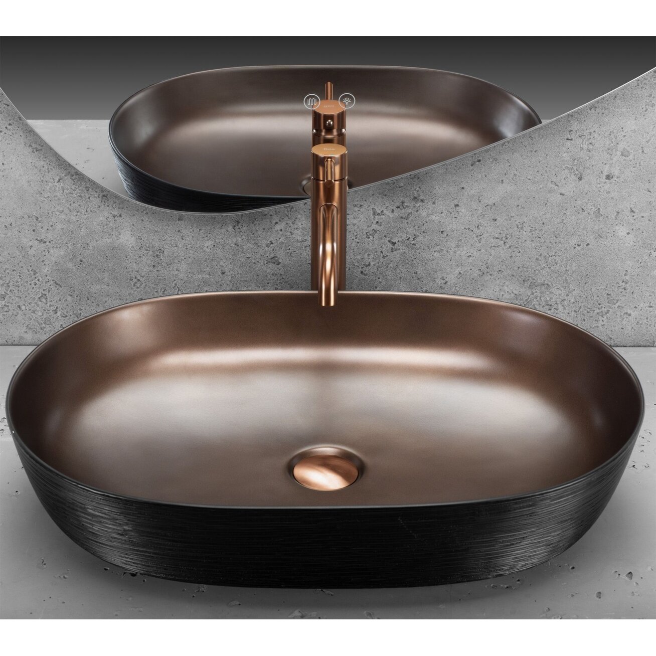 Kriauklė keramikos CLEO 61 Copper Bush / Black 3