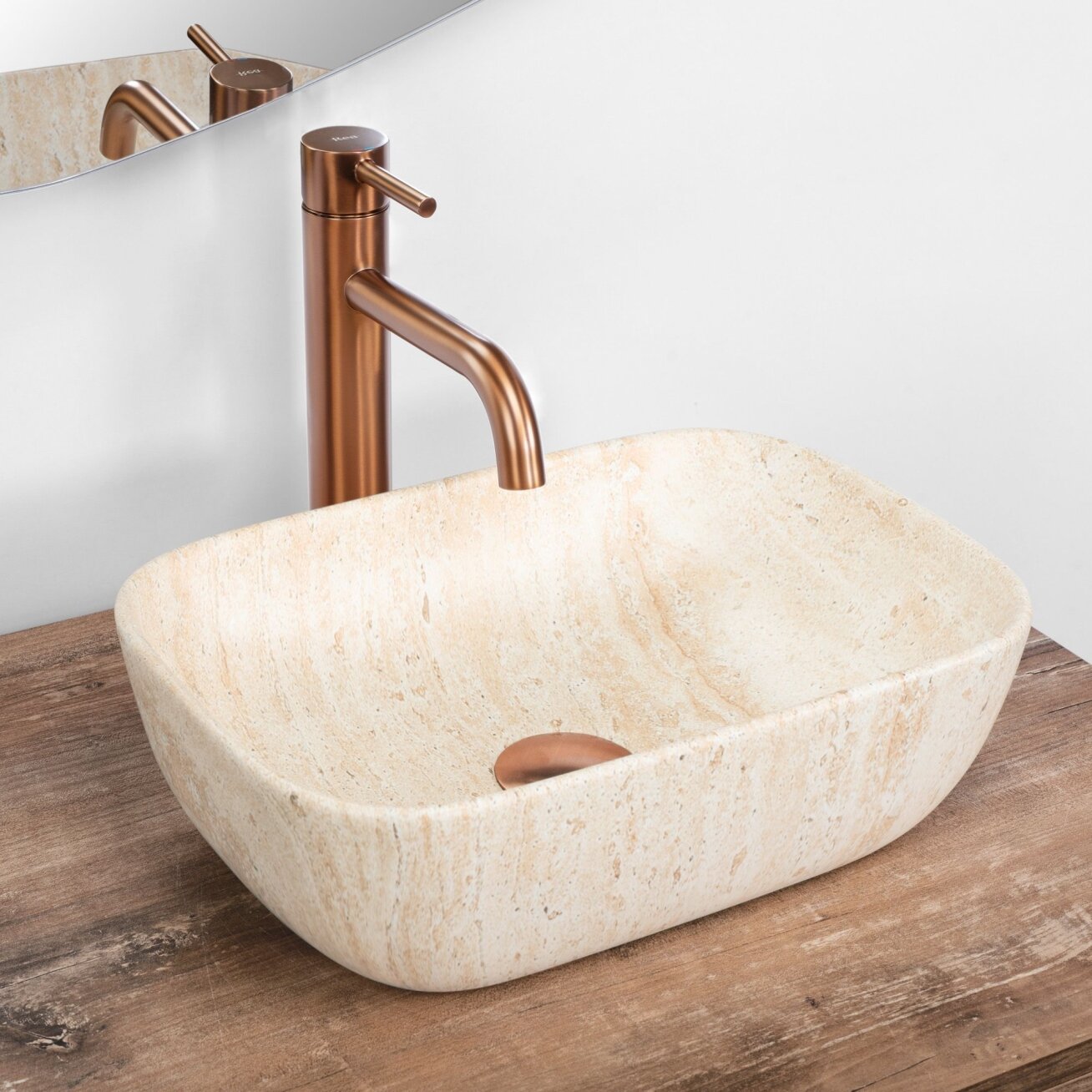 Kriauklė stalviršio BELINDA MINI TRAVERTINE MATT 1