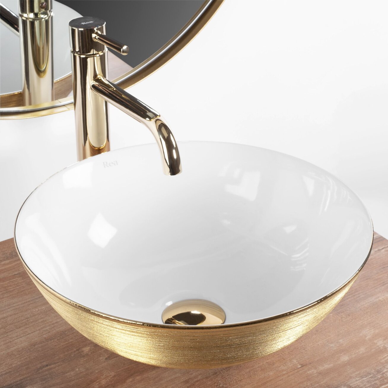 Kriauklė stalviršio STELLA Gold Brush / White 6
