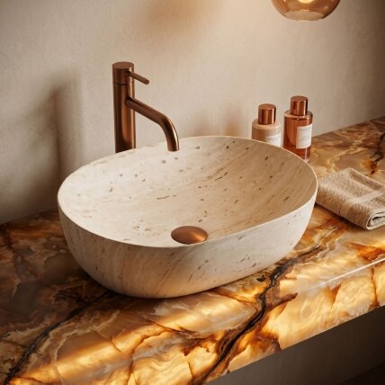 Kriauklė stalviršio Amelia Travertine Classic 48 5