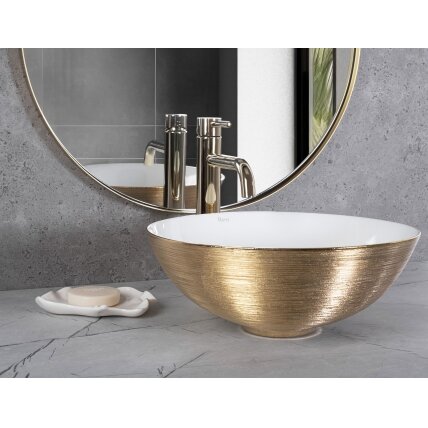 Kriauklė stalviršio STELLA Gold Brush / White 4 Kriauklė stalviršio STELLA Gold Brush / White 4