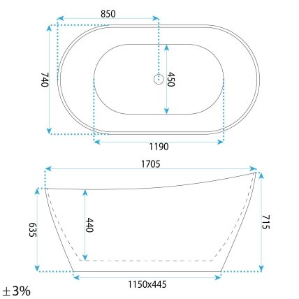 Laisvai stovinti akrilo vonia Lusso Slim 170 11 Laisvai stovinti akrilo vonia Lusso Slim 170 11