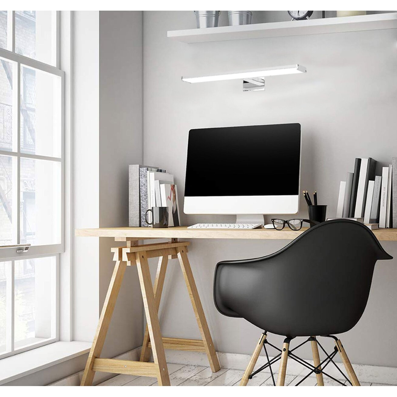 LED sieninis šviestuvas 12W 58CM APP369-1W CHROM 1