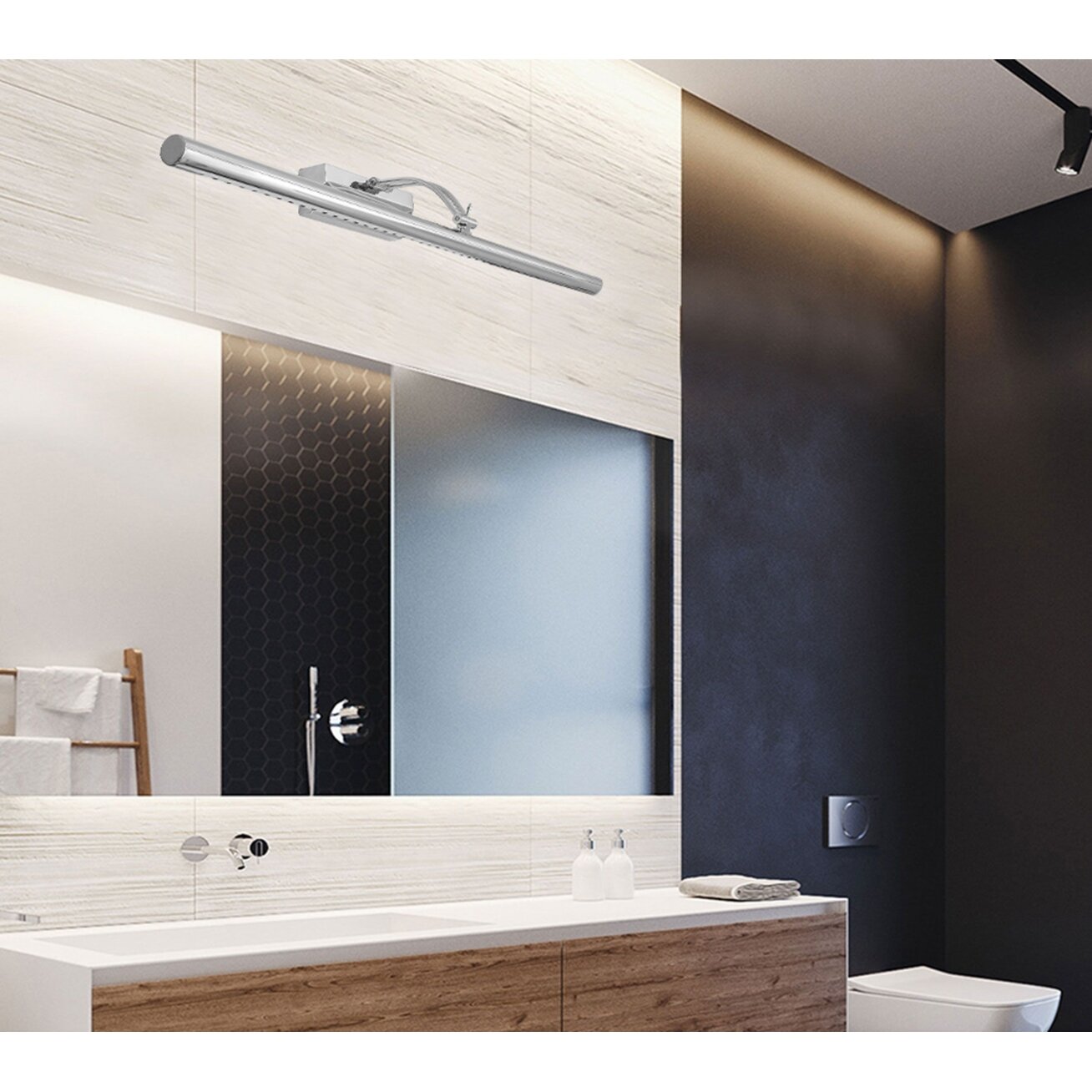 LED sieninis šviestuvas 7W 55CM APP365-1W CHROM 2