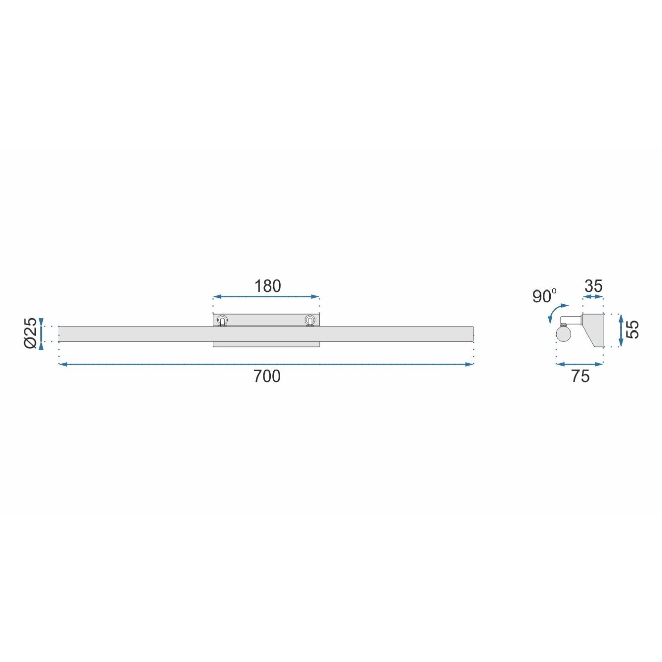 LED sieninis šviestuvas 9W 70CM APP363-1W 8 LED sieninis šviestuvas 9W 70CM APP363-1W 8
