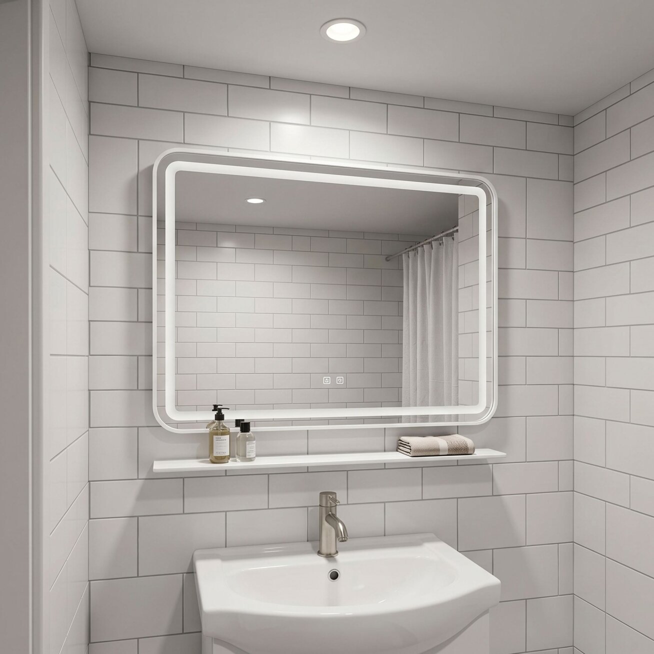 LED sieninis veidrodis su lentyna 80x60 cm L-8060 5